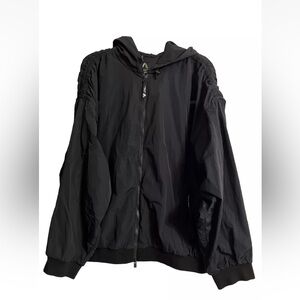 Athleta Allyson Felix Black Bomber Windbreaker Hooded Jacket Zip Size XL